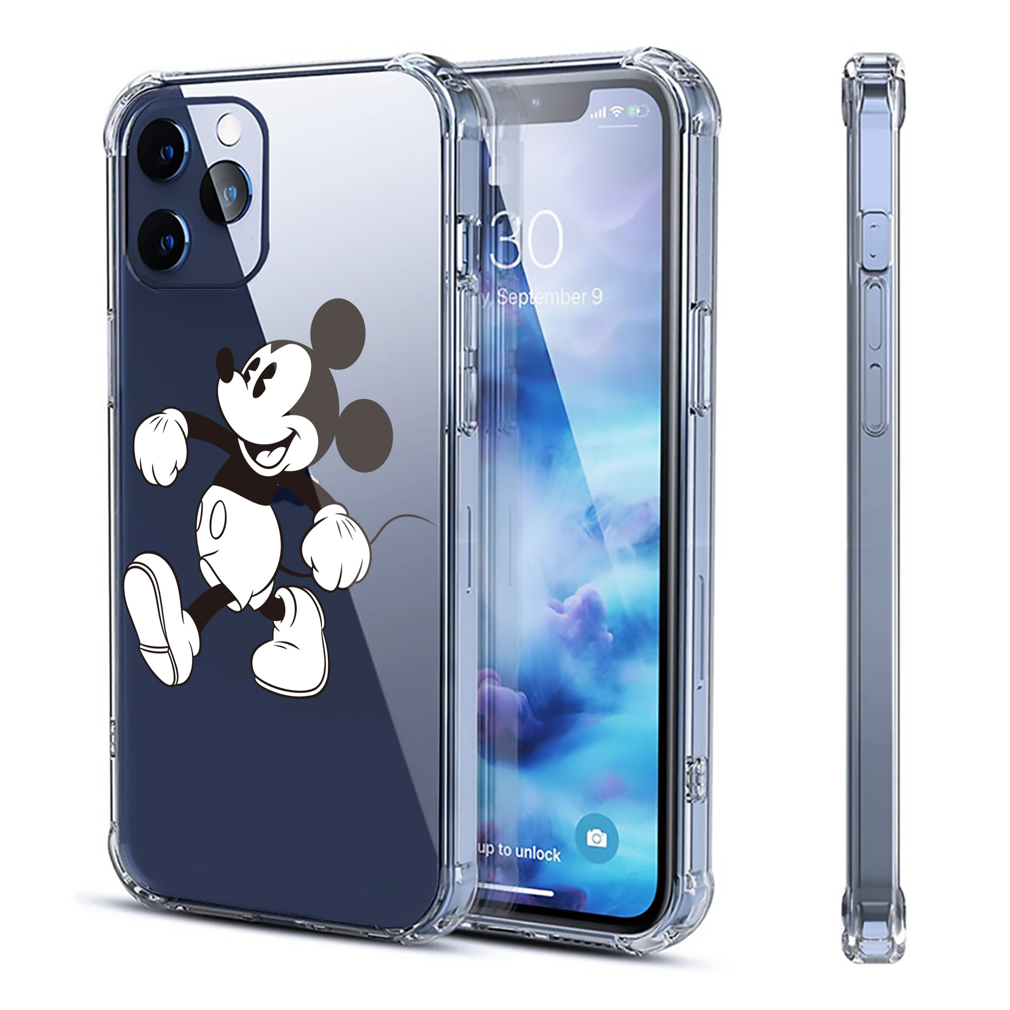 （画像用） ミッキーマウス Mickey Mouse 【iPhone 12シリーズ対応】透明スマホケース（クリアソフトケース）